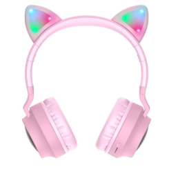 Портативні колонки та навушники - Навушники бездротові HOCO Cheerful Cat ear W27 Pink (011852)