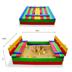 Игровые комплексы, качели, горки - Детская песочница SportBaby цветная с крышкой 200х200х24 (песочница 30)