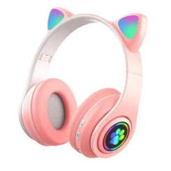 Портативні колонки та навушники - Бездротові навушники з вушками Bluetooth MDR CAT ear VZV-23M 7805 з підсвічуванням Pink (019871)