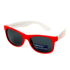 Солнцезащитные очки - Солнцезащитные очки INVU Красно-белые вайрфареры с полосками (2402L_K) (K2402L)