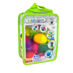 Розвивальні іграшки - Розвиваюча іграшка Lalaboom Текстурні намистини 28 предметів в сумочці (BL230)