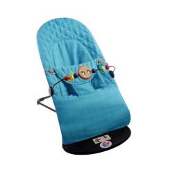 Крісла-качалки - Дитячий шезлонг-гойдалка SBT group BABY Balance Soft A1 з дугою з іграшками синій в клітинку/бавовна (BBT-13-00)