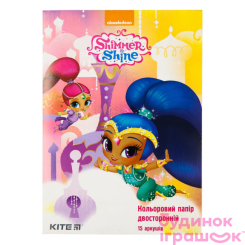 Канцтовари - Папір кольоровий двосторонній KITE Shimmer & Shine 15 аркушів 15 кольорів А4 (SH18-250)