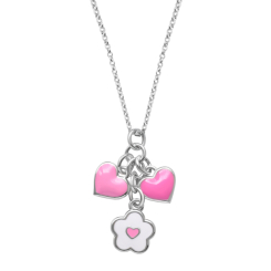 Ювелирные украшения - Колье UMa&UMi Цветочек с сердечком бело-розовый (2897311740552)