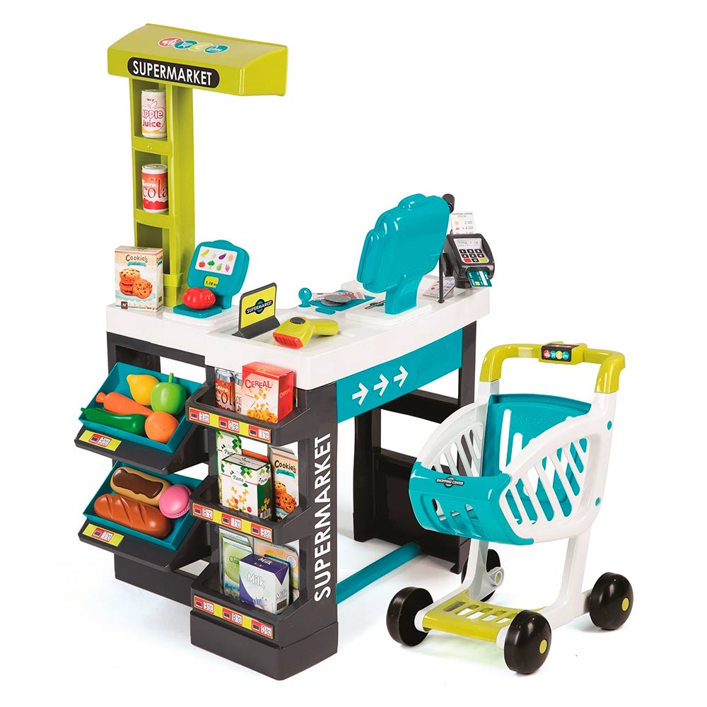 Игровой набор Супермаркет с тележкой продуктами и аксессуарами Smoby (350206)