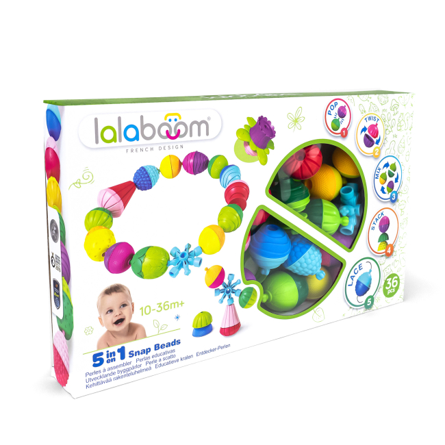 Розвивальні іграшки - Розвиваюча іграшка Lalaboom Текстурні намистини 36 предметів (BL300)