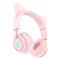 Портативні колонки та навушники - Бездротові навушники з мікрофоном котячі вушка Hoco W39 bluetooth 5.3 AUX 10H RGB Pink (1767877628)#2