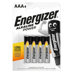 Аккумуляторы и батарейки - Батарейки Energizer AAA Alkaline power 4 шт (7638900247893)