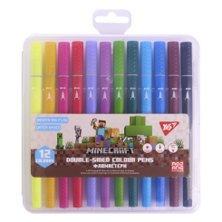 Канцтовари - Фломастери Yes Minecraft двосторонні 12 кольорів (650574)