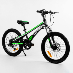 Велосипеды - Детский спортивный велосипед магниевая рама дисковые тормоза CORSO Speedline 20’’ Black and green (103533)