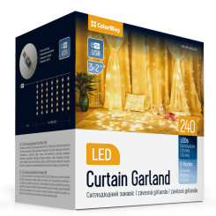 Мебель для геймеров - Светодиодная гирлянда СolorWay штора занавес 3x2м 24 0LED USB теплый цвет (CW-GW-240L32U) Мебель для геймеров - Светодиодная гирлянда СolorWay штора занавес 3x2м 24 0LED USB теплый цвет (CW-GW-240L32U)