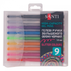 Канцтовары - Набор гелевых ручек Santi Glitter 9 штук  (420471)