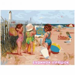 Товари для малювання - Картина за номерами ідейка Діти пляжниця (MG1023)