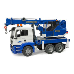 Транспорт і спецтехніка - Машинка іграшкова Автокран Bruder Ман біло-синій (03770)