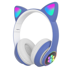 Портативні колонки та навушники - Бездротові навушники LED з котячими вушками STN-28 Blue (JSTN-28Blue)