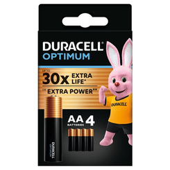 Акумулятори і батарейки - ​Батарейки алкаліновi Duracell Optimum AA CEE GEN3 4 штуки (5000394158696)
