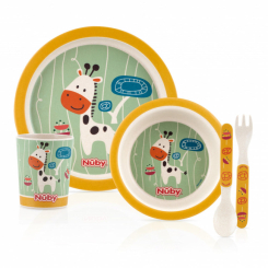 Чашки, стаканы - Набор посуды из бамбука Nuby Bamboo&Maize 5 приборов желтый (5498yellow)