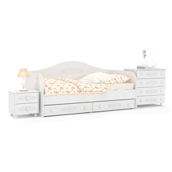 Дитячі меблі - Дитяче ліжко з комодом і тумбою Меблі UA Ассоль Белль прованс для дівчинки Білий / Белль Білий Дуб (44278)