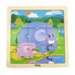 Пазлы - Пазл деревянный Viga Toys Слоны 9 деталей (44626)