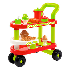 Дитячі кухні та побутова техніка -  Возик з набором посуду та продуктами ECOIFFIER Сніданок 23 аксесуарів (001612)