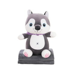 Мягкие животные - Мягкая игрушка-плед "Собачка" Bambi М 13945 размер пледа 166х110 см Серый (44602s54430)