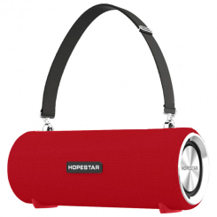 Портативні колонки та навушники - Бездротова колонка Hopestar H39 Bluetooth USB з функцією Power Bank динаміки Ø57 мм вологостійка Червона (SMT127623997)