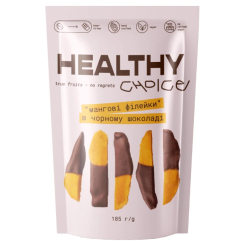 Сладости - Фруктовый снек Healthy choice Манговые филейки в черном шоколаде 185 г (4820237130457)