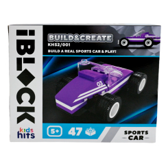Конструктори з унікальними деталями - Конструктор IBLOCK Kids hits Спорткар фіолетовий 47 деталей (KH52/001/2) Конструктори з унікальними деталями - Конструктор IBLOCK Kids hits Спорткар фіолетовий 47 деталей (KH52/001/2)