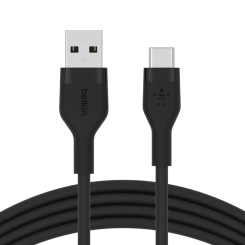 Павербанки - ​Кабель Belkin USB-A > USB-C заряджання/синхронізації Belkin 15Вт Type-C силіконовий з кліпсою чорний (CAB008BT3MBK)