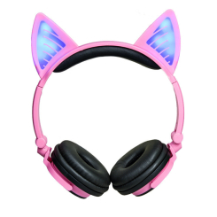 Портативні колонки та навушники - Bluetooth навушники LINX BL108A з котячими вушками LED Рожеві (SUN0482)