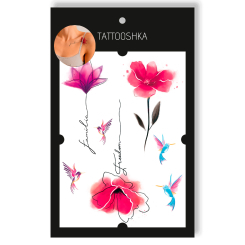 Косметика - Набор татуировок для тела Tattooshka Цветы акварель Freedom (LB-152)