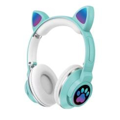 Портативні колонки та навушники - Дитячі бездротові навушники котячі вушка CATear ME1-CE Bluetooth MicroSD до 32Гб Бірюзові (GD 307/2)