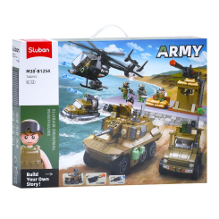 Конструкторы с уникальными деталями - Конструктор Sluban Военный транспорт 744 деталей (M38-B1254) Конструкторы с уникальными деталями - Конструктор Sluban Военный транспорт 744 деталей (M38-B1254)