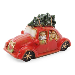 Аксессуары для праздников - Декор новогодний Santa в машине фарфор с LED-подсветкой Bona DP42593