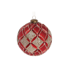 Аксессуары для праздников - Елочный шар BonaDi 10 см Красный с золотым (874-804) (MR62988)