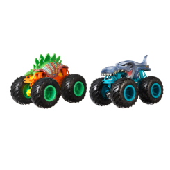 Транспорт і спецтехніка - Набір машинок Hot Wheels Monster trucks Зелено-помаранчева і блакитна (FYJ64/GLC86)