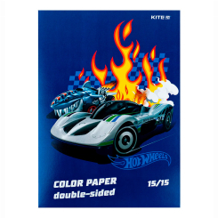 Канцтовары - Бумага цветная Kite Hot Wheels 15 листов А4 (HW24-250)