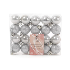 Аксессуары для праздников - Набор новогодних шаров BonaDi пластик 20 шт D 3 см Серебристый (147-105) (MR62524)