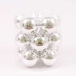 Аксесуари для свят - Кульки скляні Flora D 8 см 15 шт Сріблястий (44607) (MR62937)