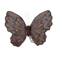 Аксесуари для свят - Декоративний метелик на кліпсі BonaDi Коричневий (117-912) (MR35129)