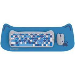 Клавіатура і миші - ​Комплект бездротовий Canyon HSET-W6 Kitty Edition Wireless Blue (5291485015633)