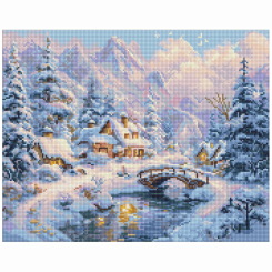 Мозаика - Алмазная мозаика Ідейка Зимний уют среди гор 40 х 50 см (AMO20001)