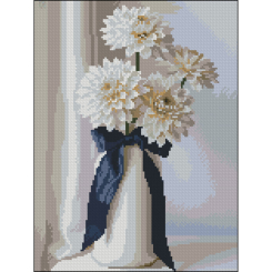 Мозаїка - Алмазна картина Strateg Білі жоржини 30 х 40 см (FZ3040-21)