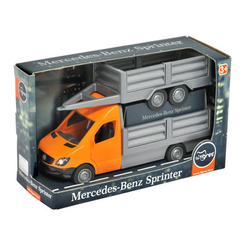 Транспорт і спецтехніка - Машинка Tigres Бортова Mercedes-Benz Sprinter із причепом помаранчева 1:24 (39667)