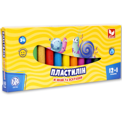 Набори для ліплення - Пластилін восковий Школярик 12 кольорів + 1 золотий колір у подарунок (303115007-UA)