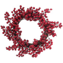 Аксессуары для праздников - Венок новогодний декоративный Красные ягоды Bona DP42748
