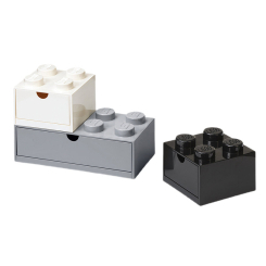 Бокси для іграшок - ​Набір органайзерів з висувними ящиками Цеглинки LEGO Lifestyle білий, сірий, чорний (43250801)