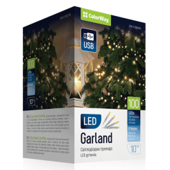 Мебель для геймеров - ​Светодиодная гирлянда СolorWay LED 100 10м 8 функций теплый цвет USB (CW-G-100L10U)