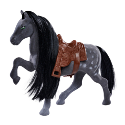 Фигурки животных - Игровая фигурка Большая лошадь с расческой темно-серая (4322621/1)
