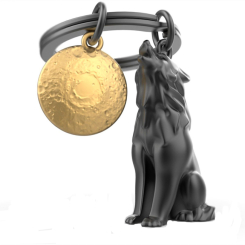 Брелоки -  Брелок Metalmorphose Matt bullet plated wolf with pearl gold plated Moon (8000021004149)